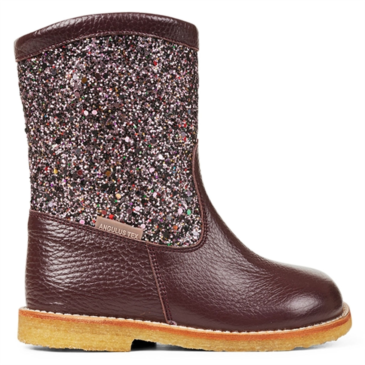 Angulus Tex Støvle Med Glitter Og Lynlås Bordeaux/Bordeaux Multi Glitter