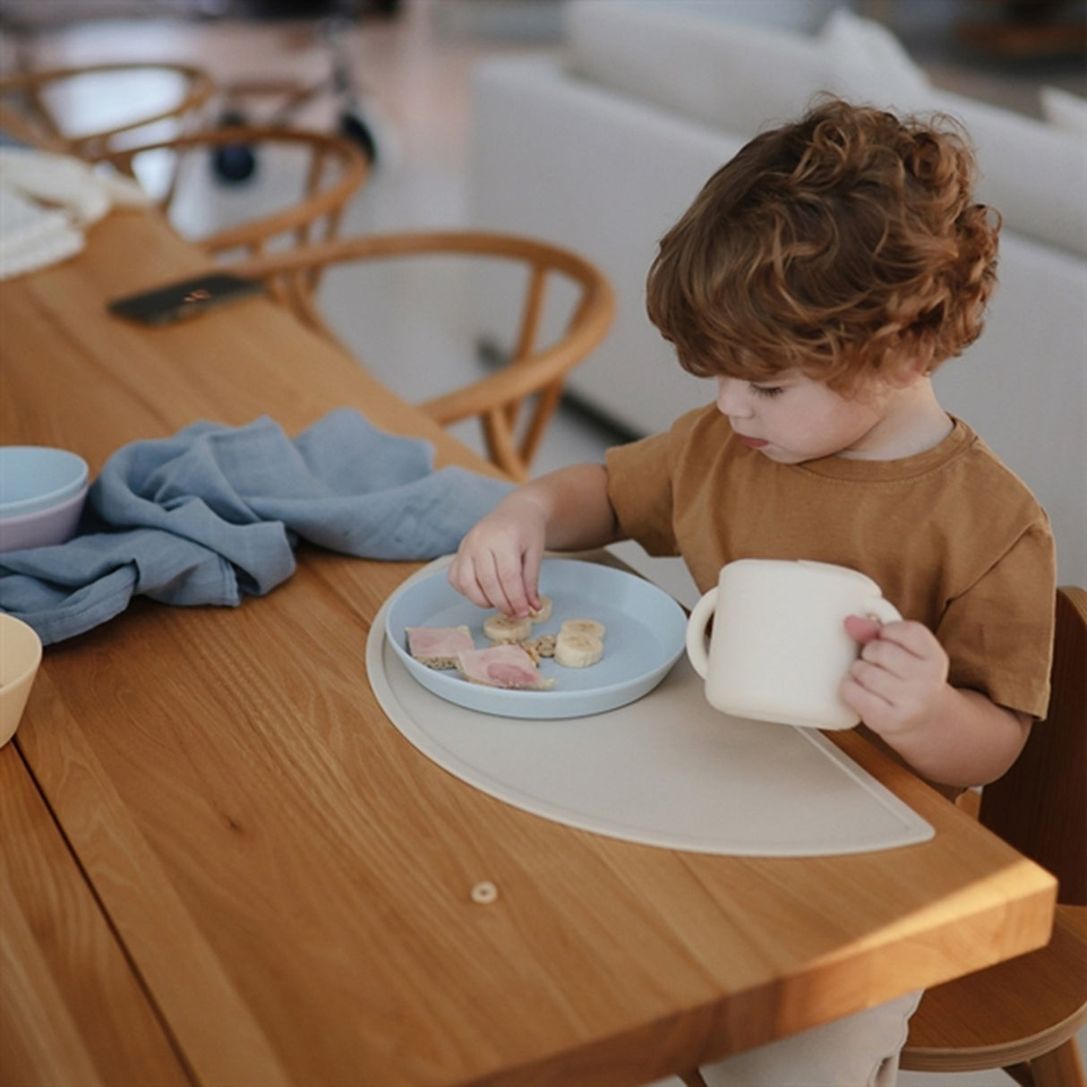 Mushie Tallerken Rund 2-pak Powder Blue