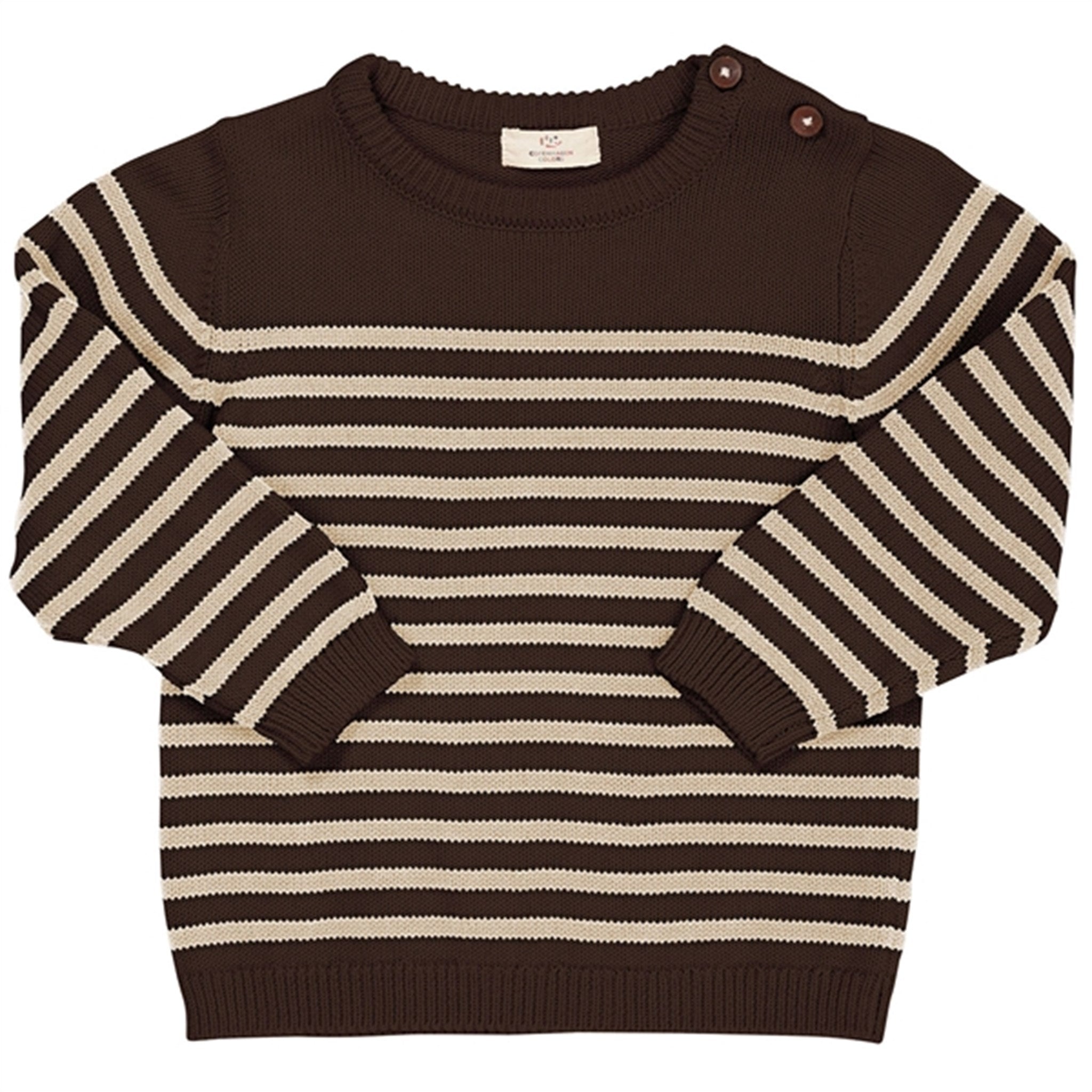 Copenhagen Colors Dk Brown Cream Combi Strikket Striped Sailor Sweater