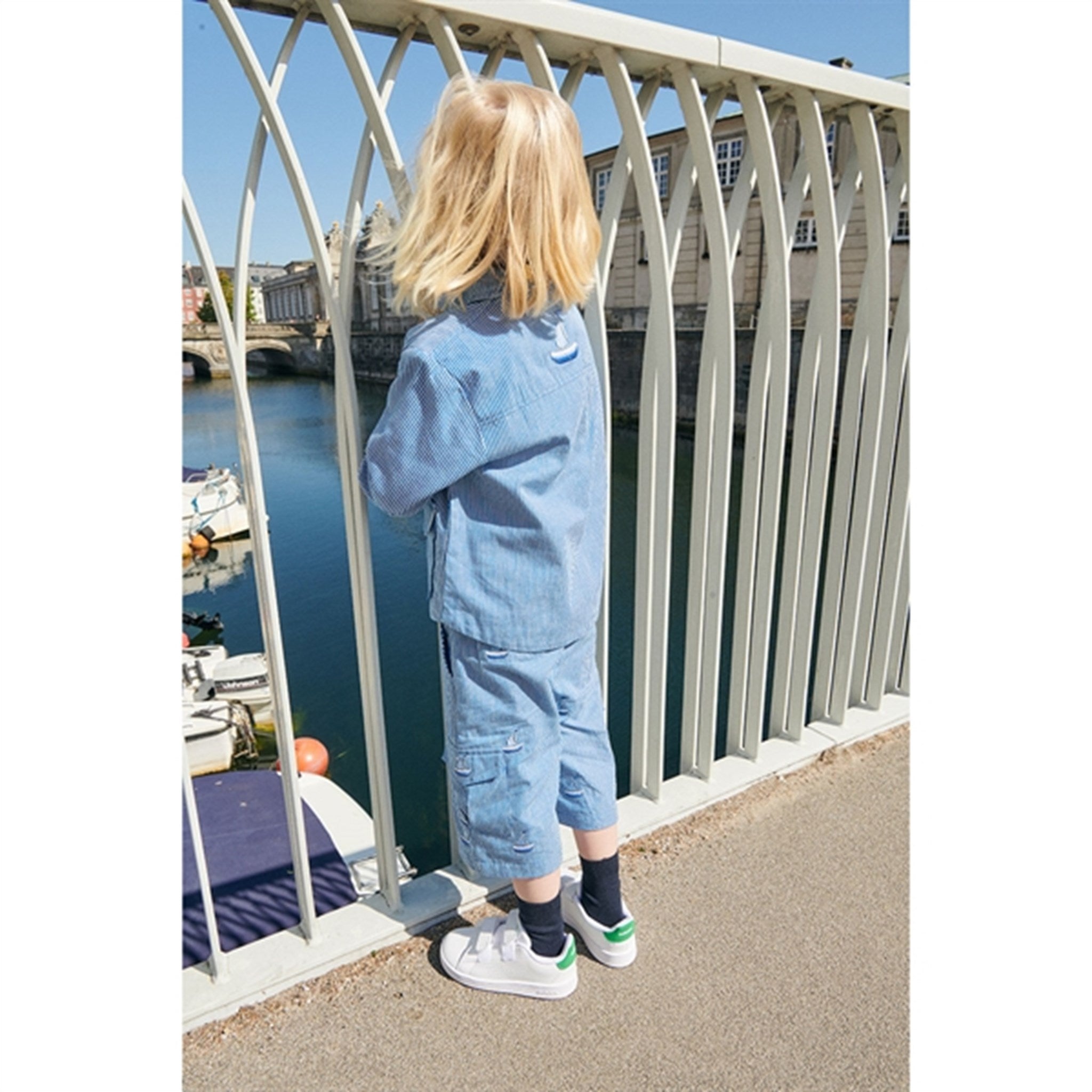 Copenhagen Colors Sharp Blue Stripe Twill Shorts m. Broderi 3