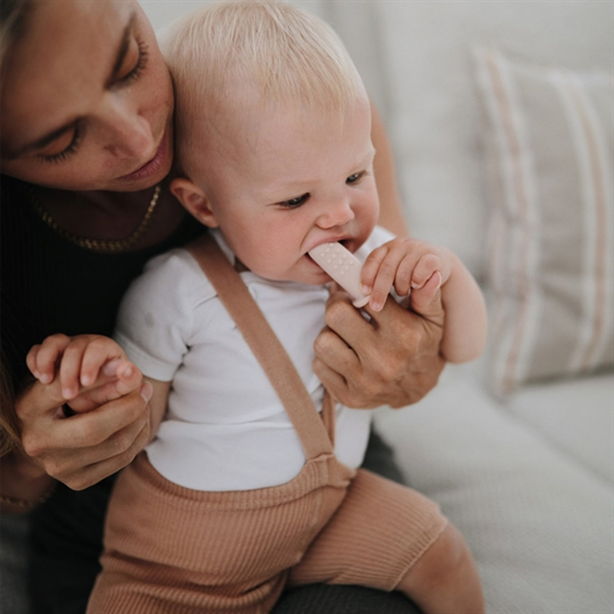 Mushie Finger Tandbørste 2-pak Cambridge Blue/Shifting Sand