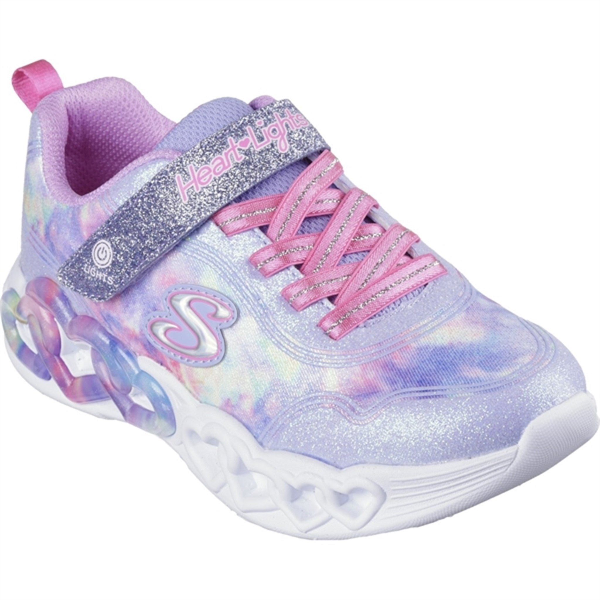Skechers Infinite Heart Lights Cloud Dye Print Sneakers Lavender Multicolor