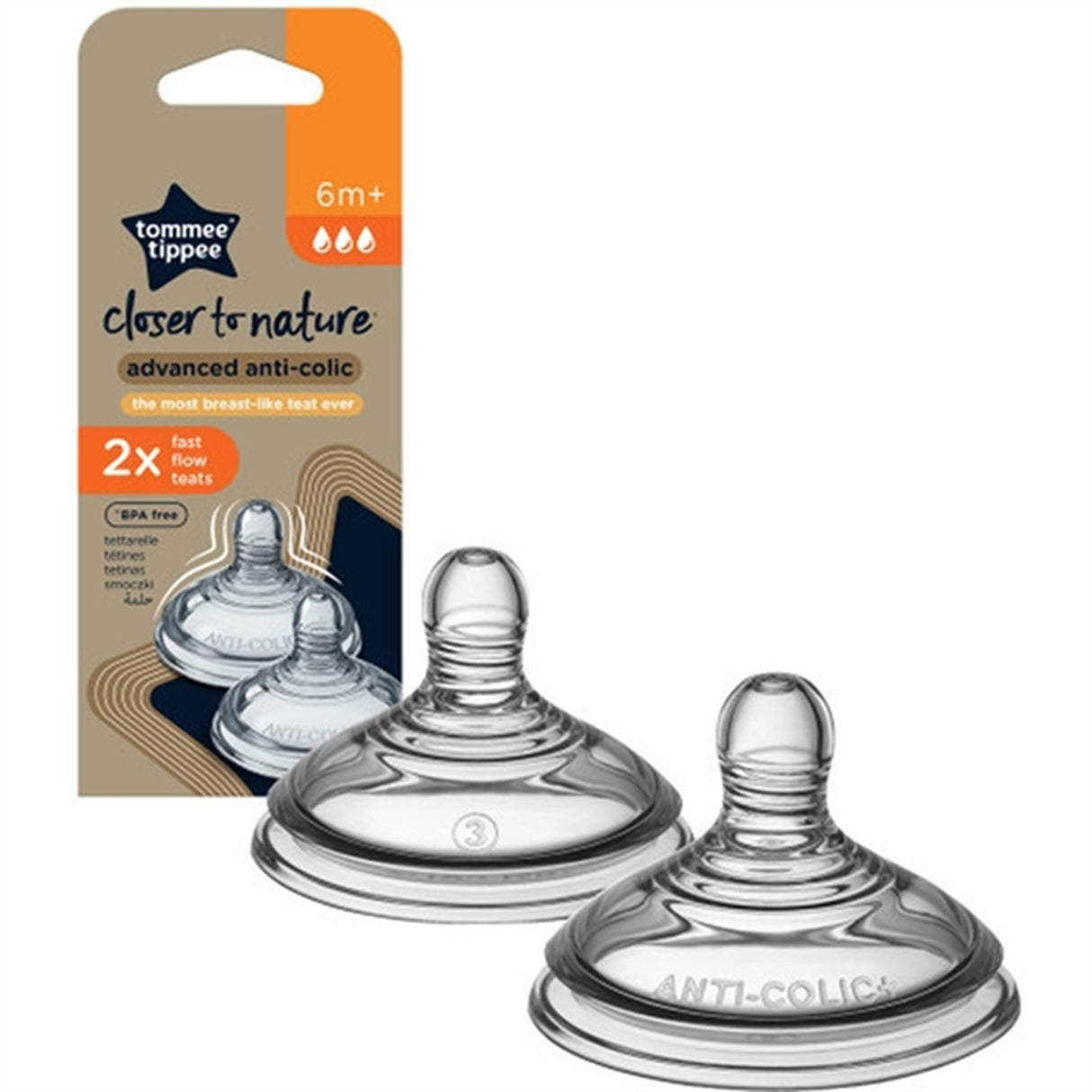 Tommee Tippee Flaskesut - Anti-Kolik 6+ mdr (fast) 2 stk.