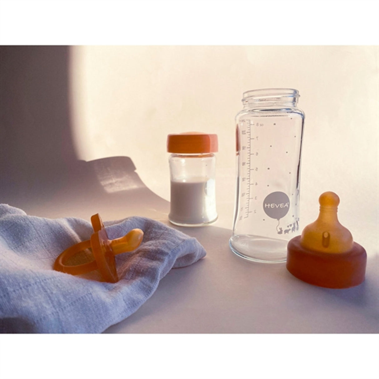 Hevea Sutteflasker Glas Med Bred Hals 250 ml 2-Pak
