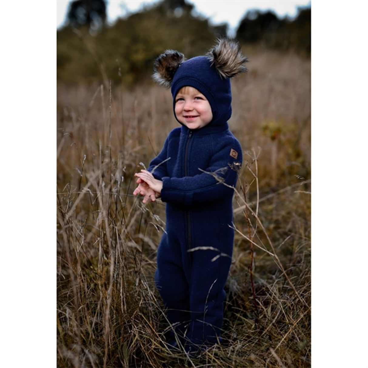 Mikk-Line Uld Elefanthue med Pom Pom Blue Nights