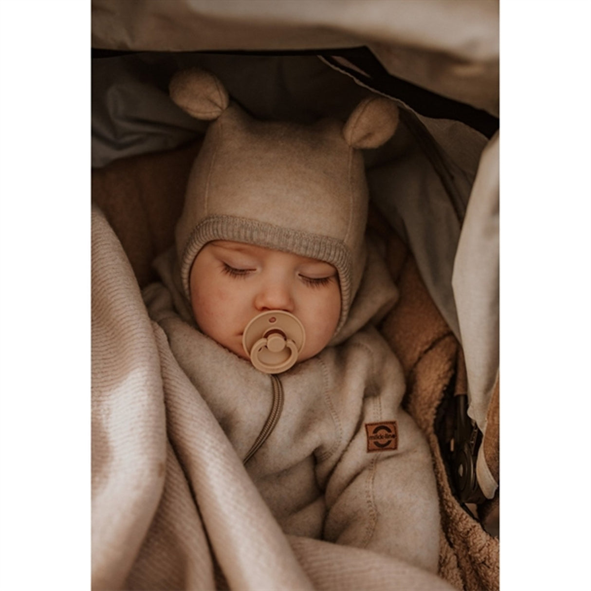 Mikk-Line Uld Elefanthue med Ører Melange Offwhite