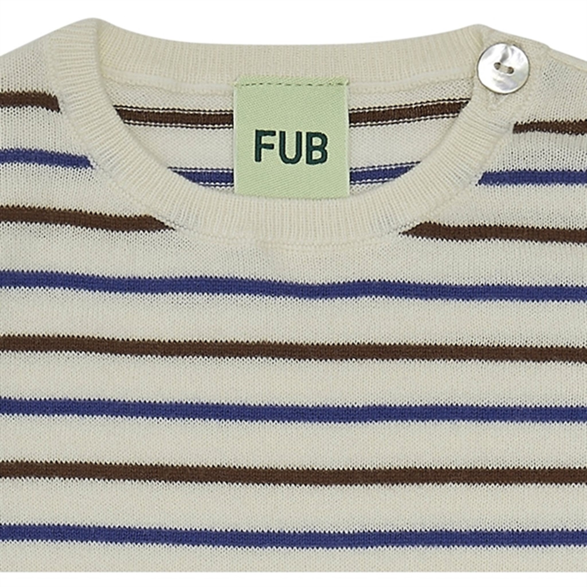 FUB Baby Contrast Striped Bluse Ecru/Cobolt/Maroon 2
