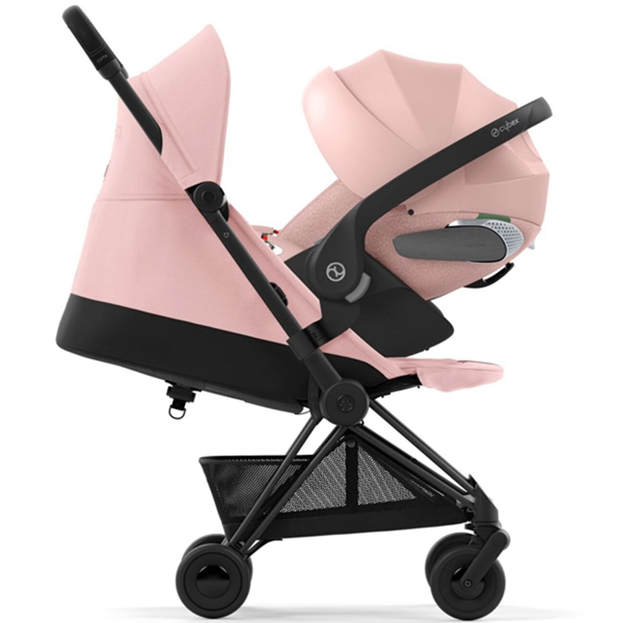 Cybex Coya Klapvogn Matt Black Peach Pink