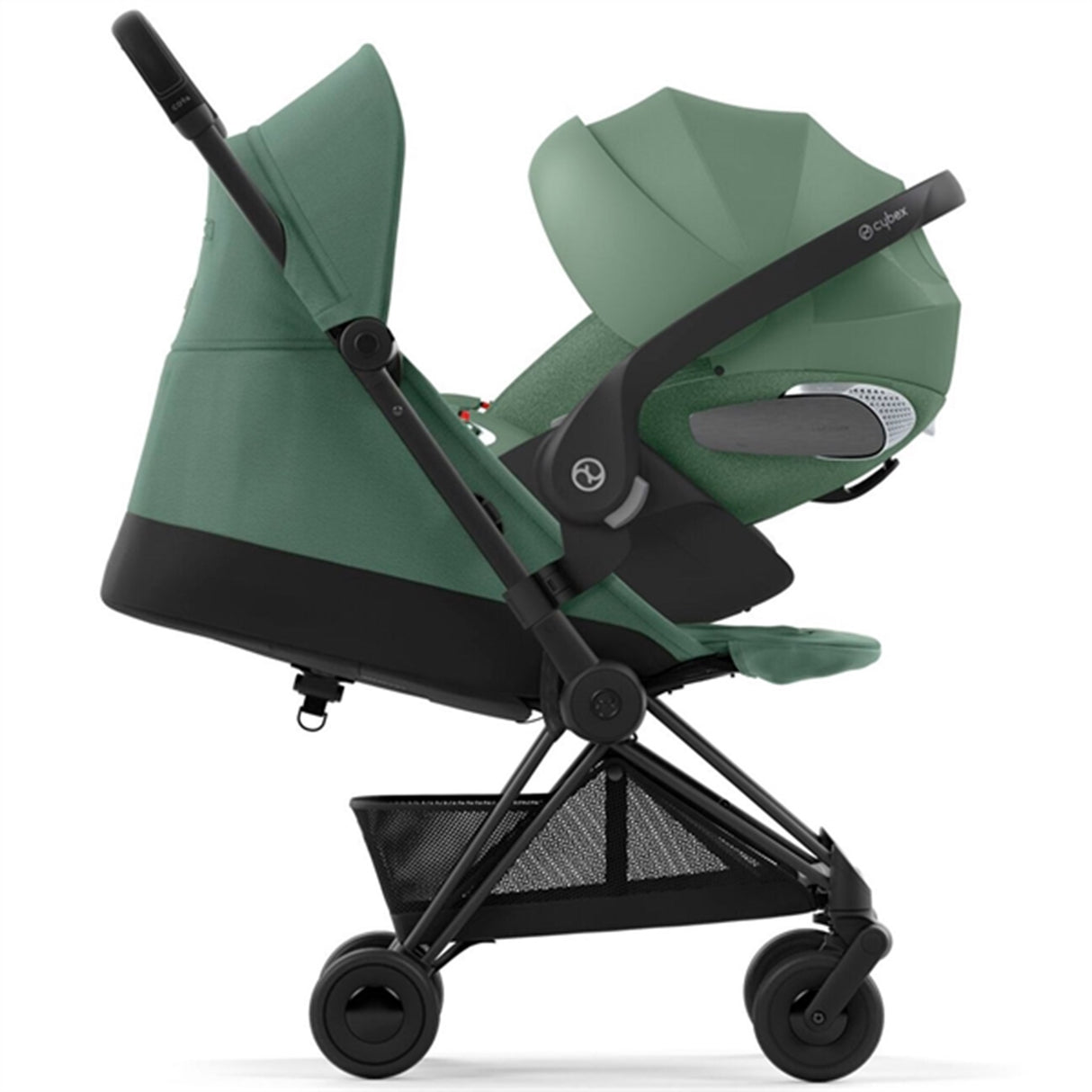 Cybex Coya Klapvogn Matt Black Leaf Green