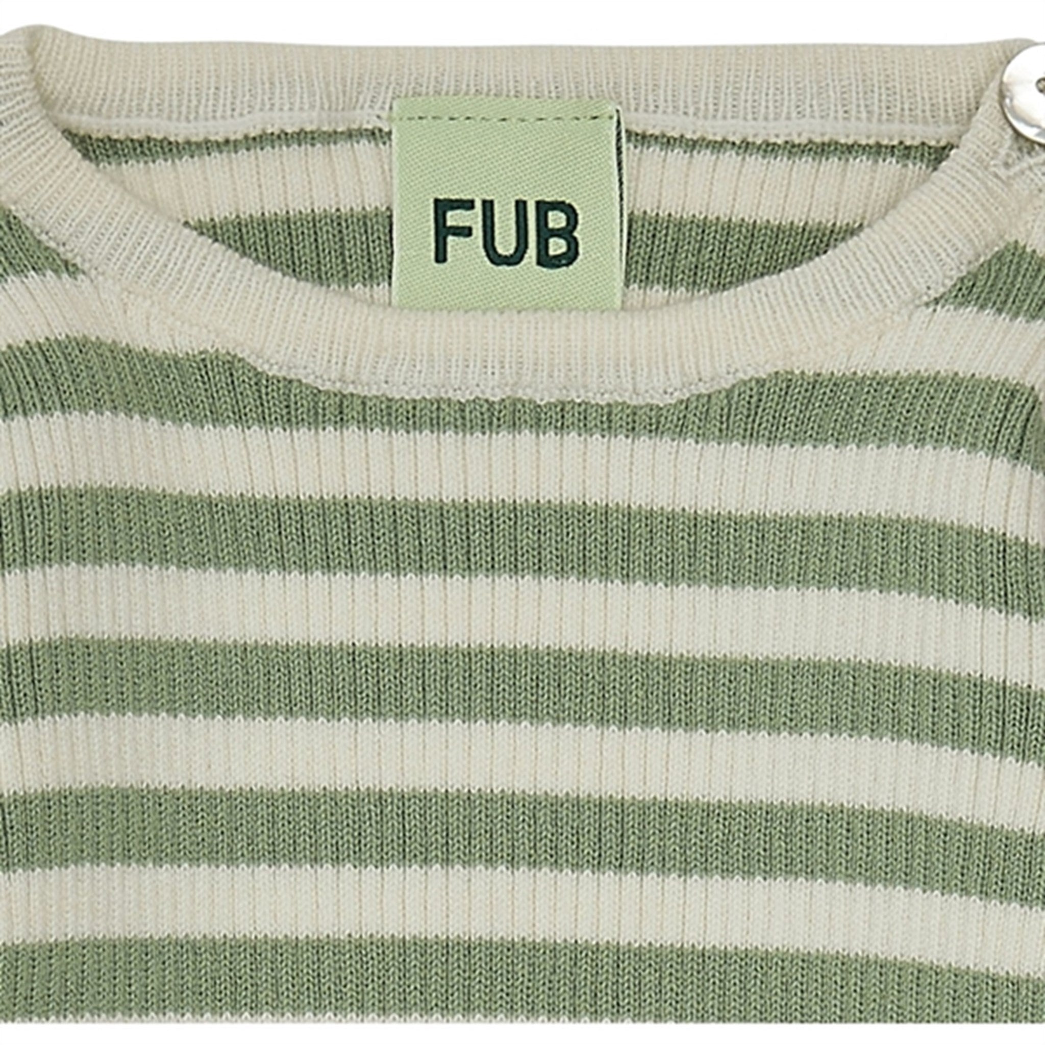 FUB Baby Striped Rib Bluse Ecru/Leaf 2