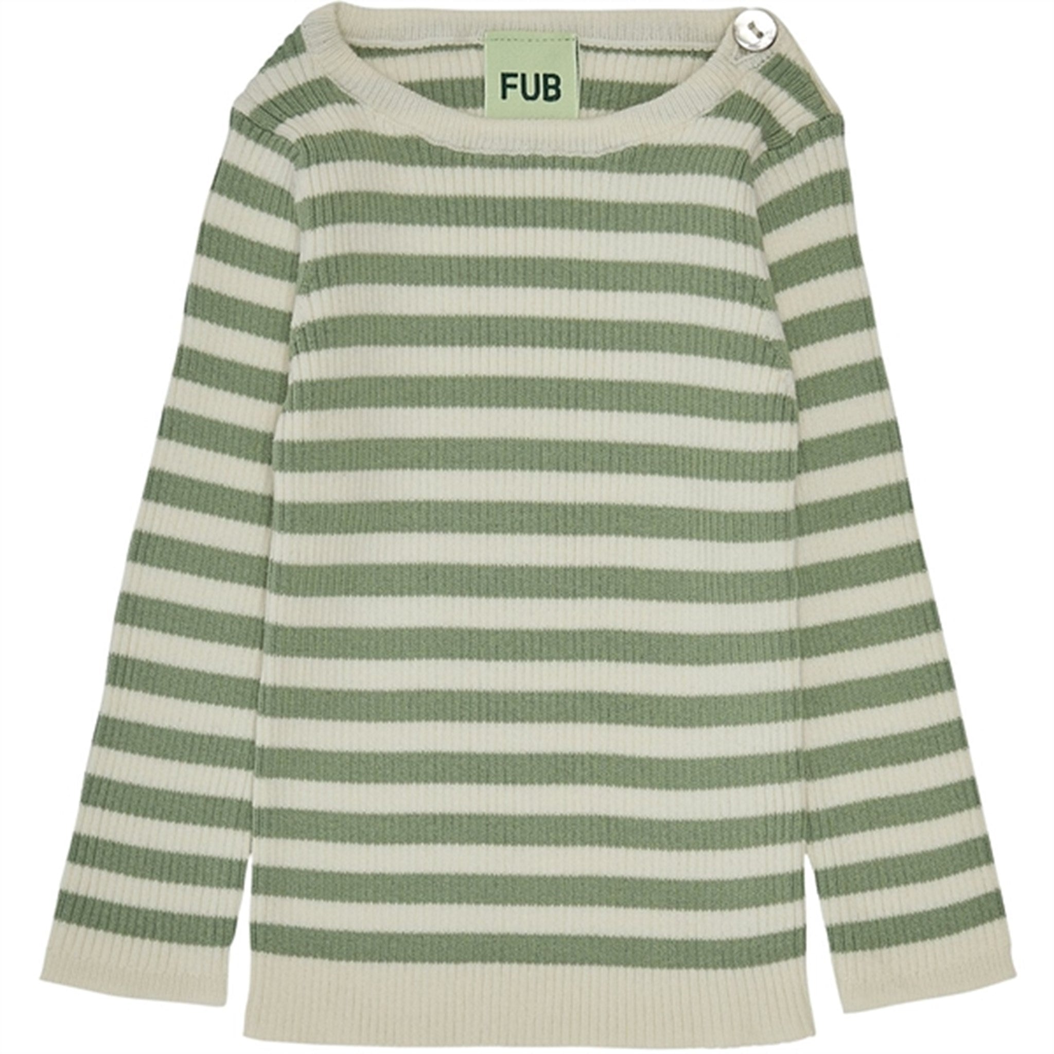 FUB Baby Striped Rib Bluse Ecru/Leaf