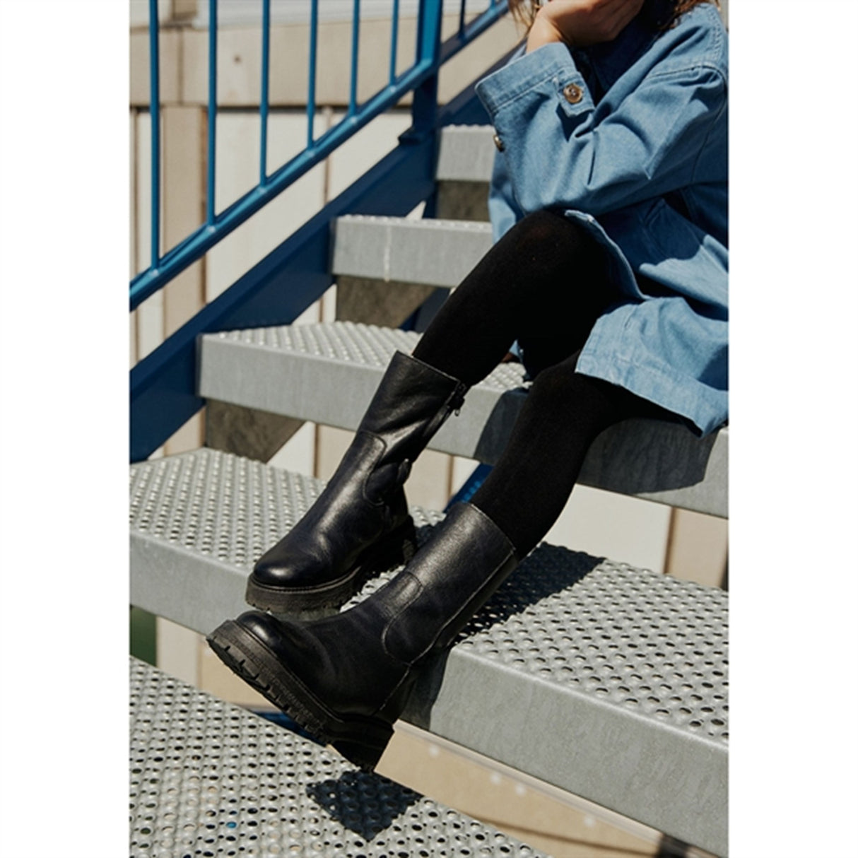 Angulus Mid-Cut Støvle Med Elastik Og Lynlås Black/Black