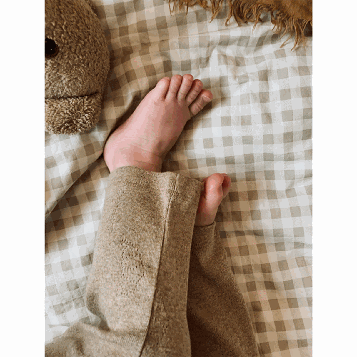 Monsieur Mini Pointelle Croissant Leggings Beige Melange