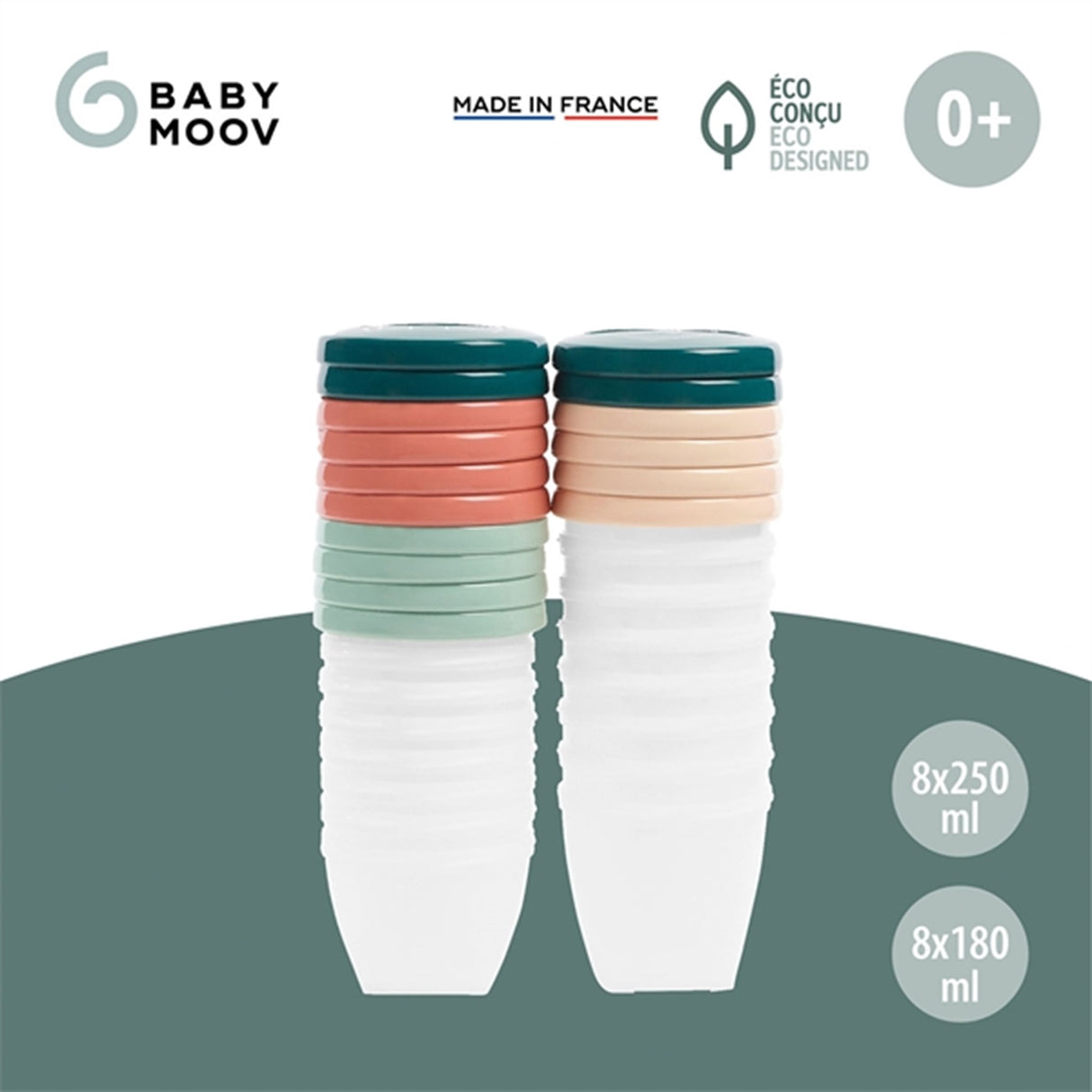 Babymoov ECO Madbøtter - 8x 250ml + 8x 180ml