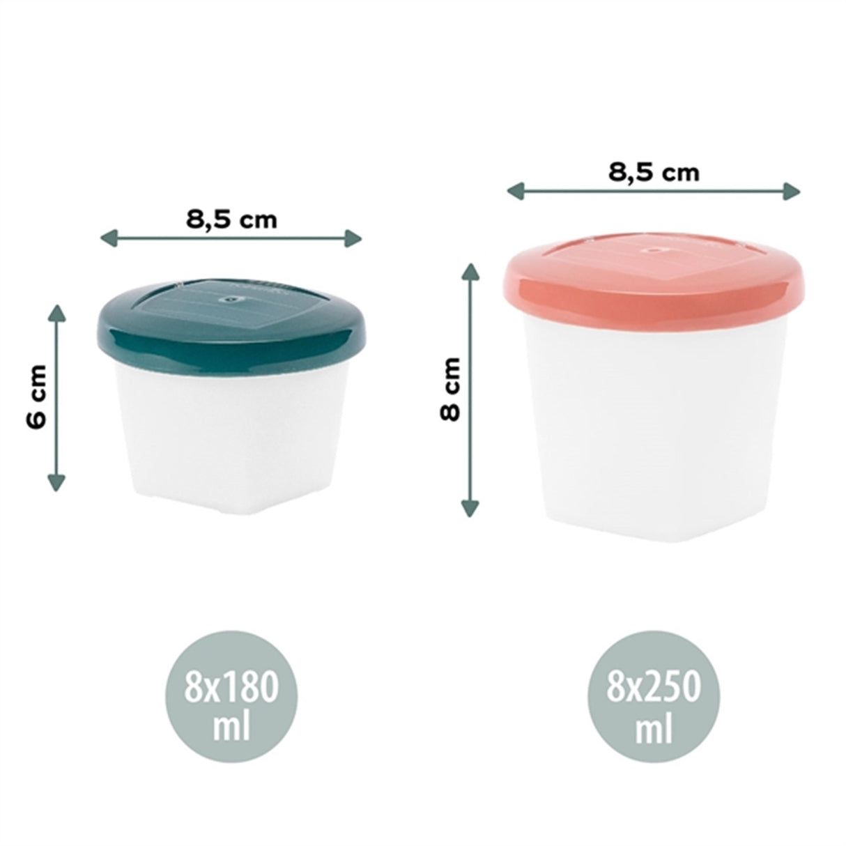 Babymoov ECO Madbøtter - 8x 250ml + 8x 180ml