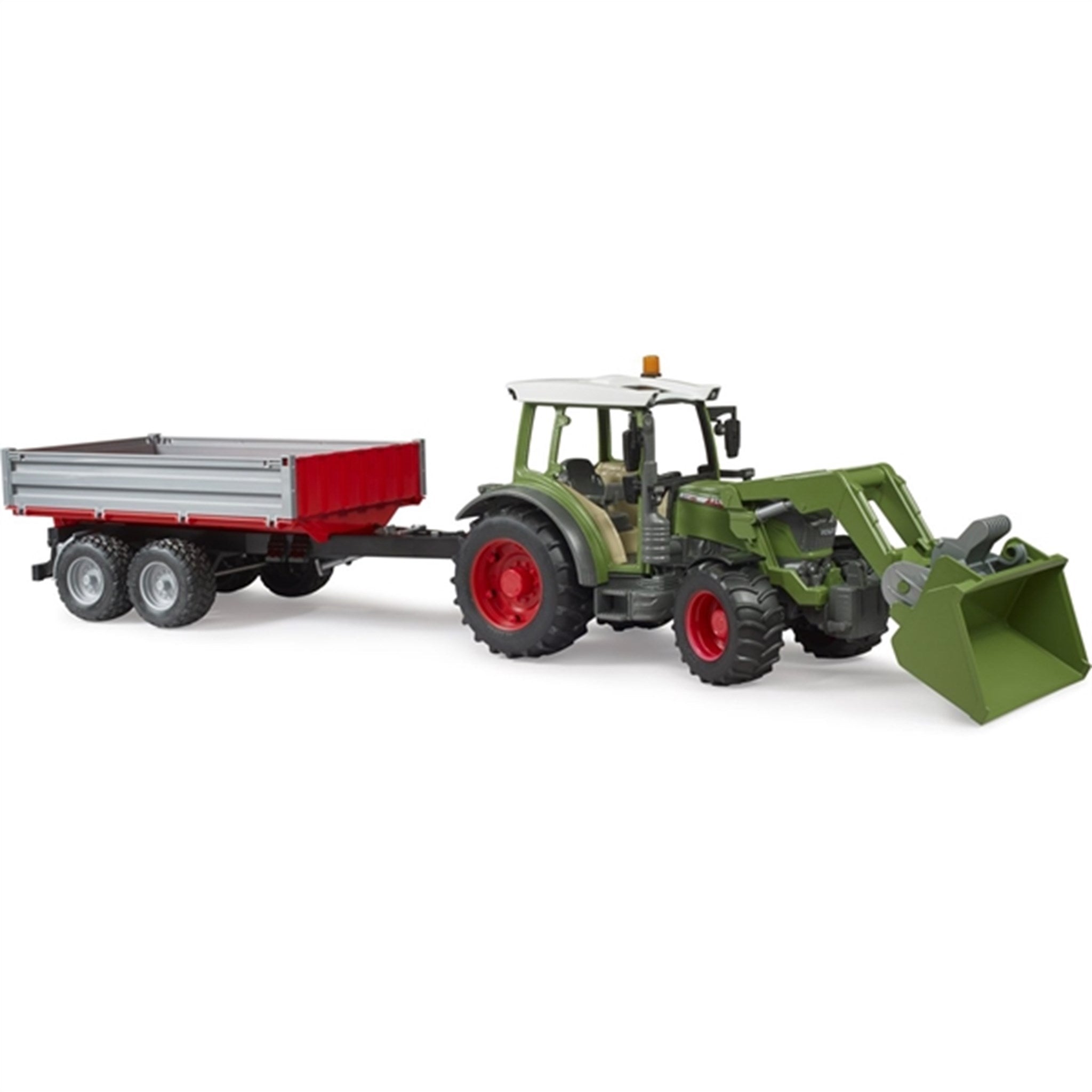 Bruder Fendt Vario 211 Traktor m. Frontlæsser og Tipp Trailer