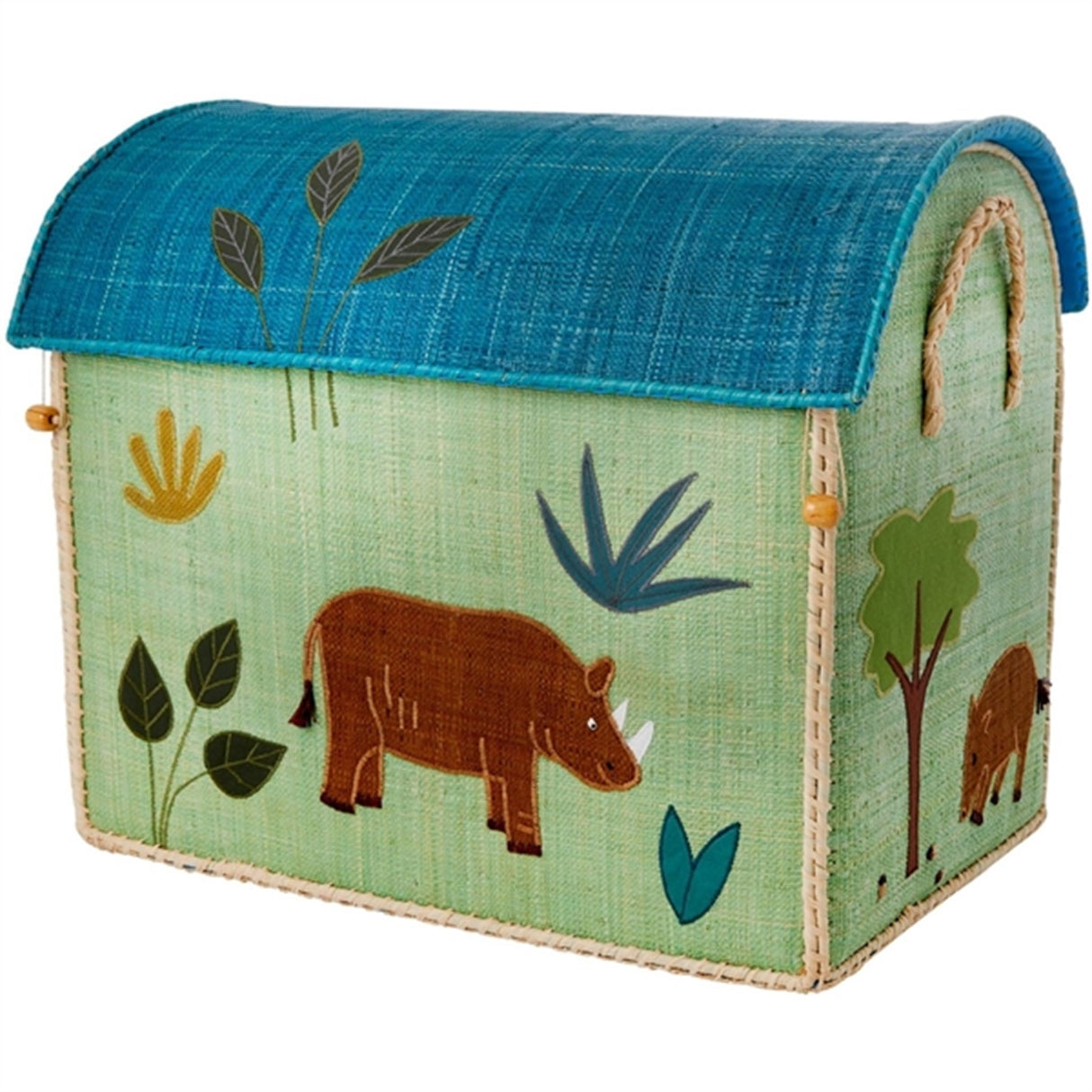 RICE Jungle Theme Raffia Kurvehus til Opbevaring 3-pak