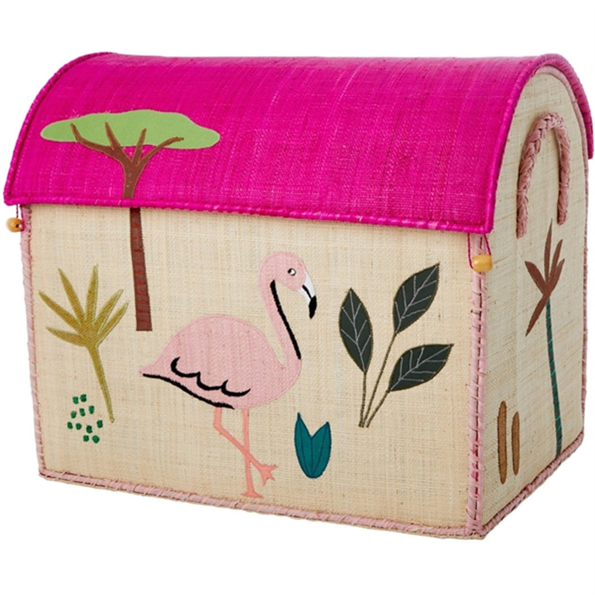 RICE Jungle Theme Raffia Kurvehus til Opbevaring 3-pak