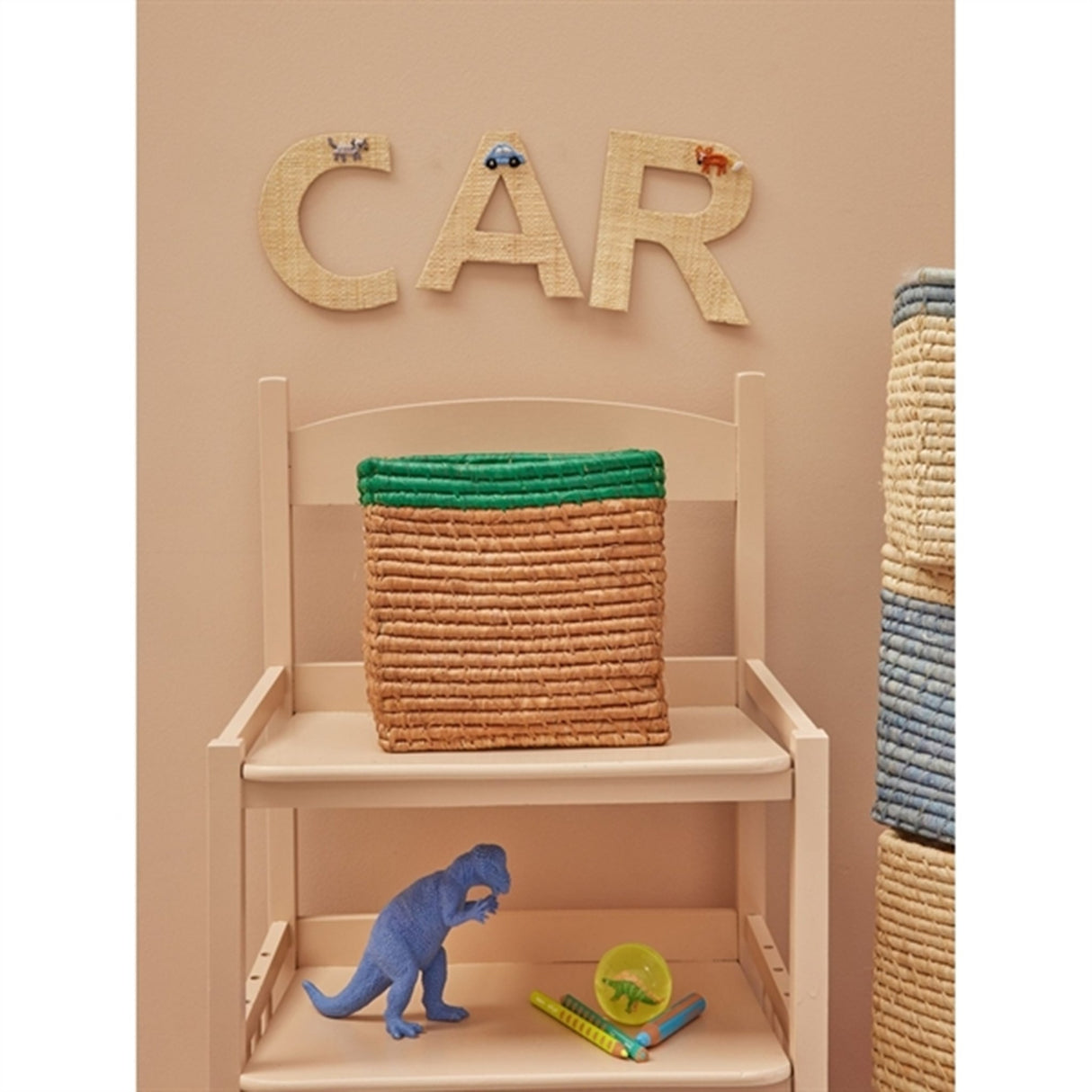 RICE Tea/Green Firkantet Opbevaringskurv Lille