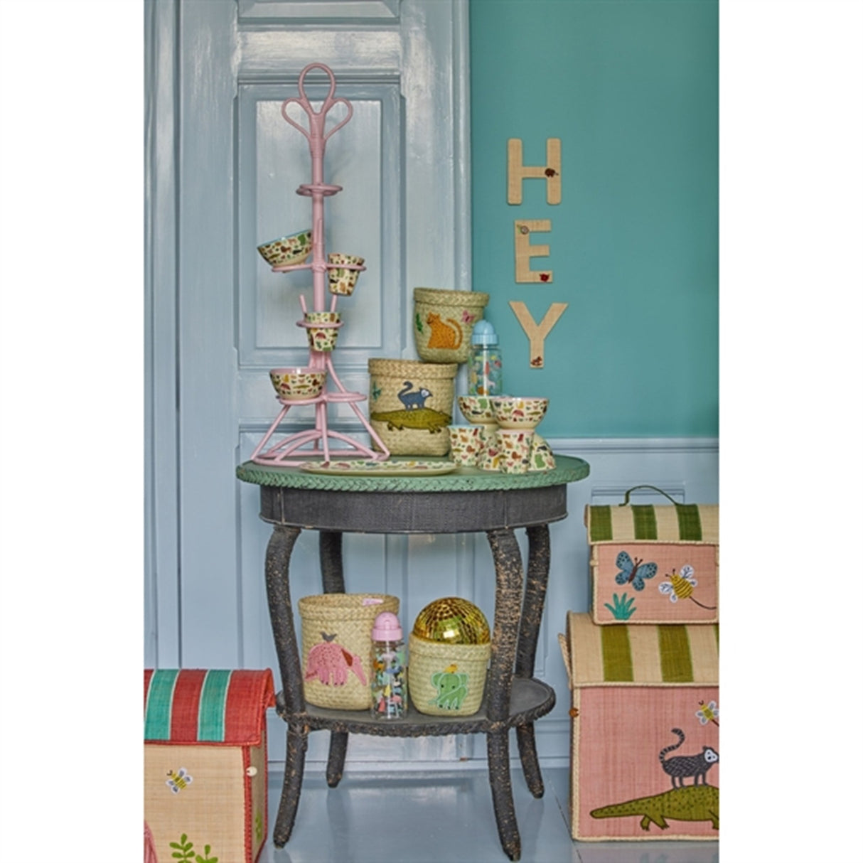 RICE Nature Opbevaringskurv med Dyremotiv Ekstra Lille 2-pak