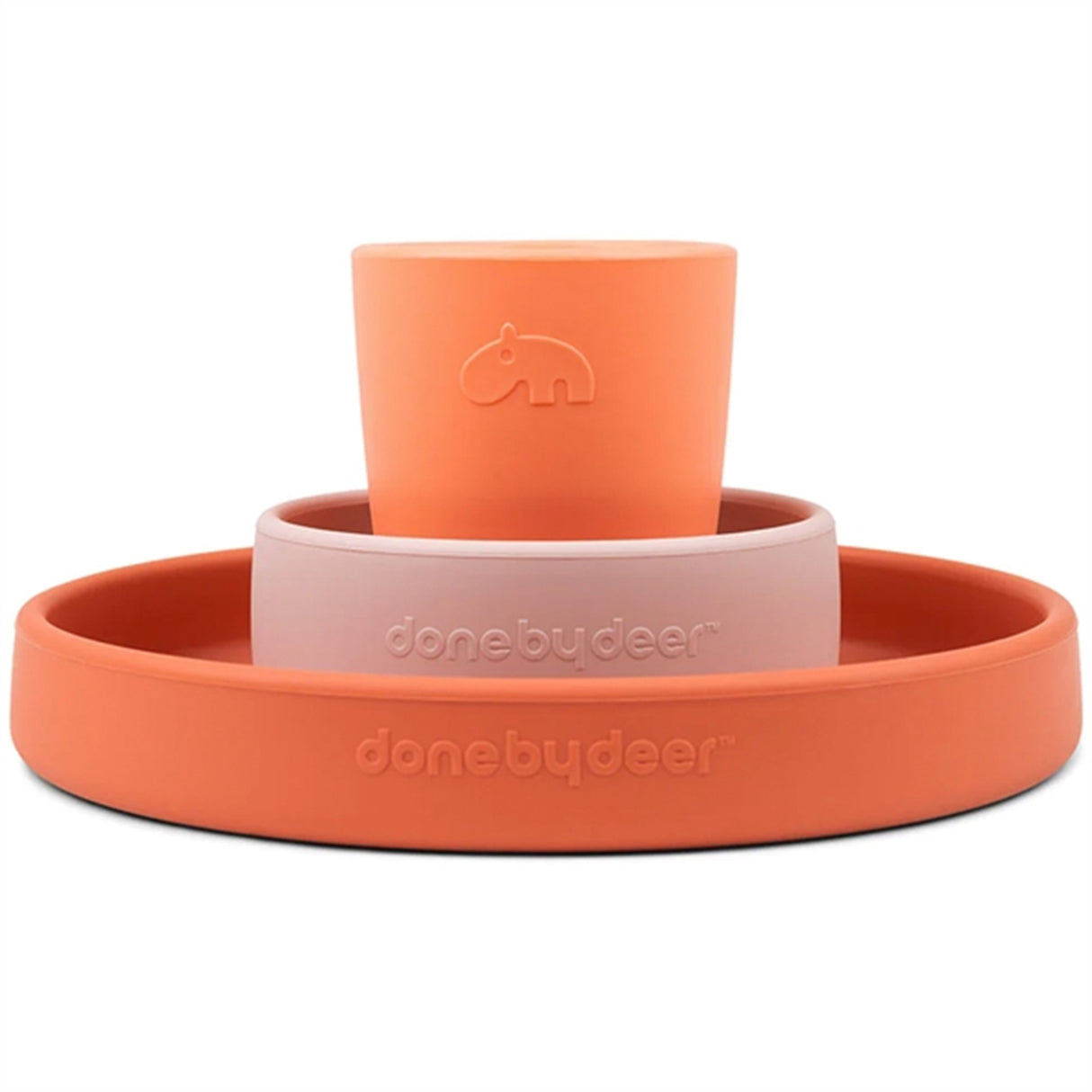 Done by Deer Silikone Spisesæt Happy Clouds Papaya