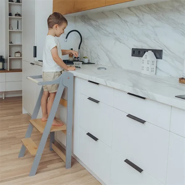 Duck Woodworks Foldbart Læringstårn Grey