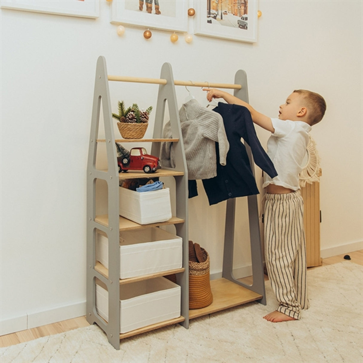 Duck Woodworks Børnegarderobe u. Skuffer Grey