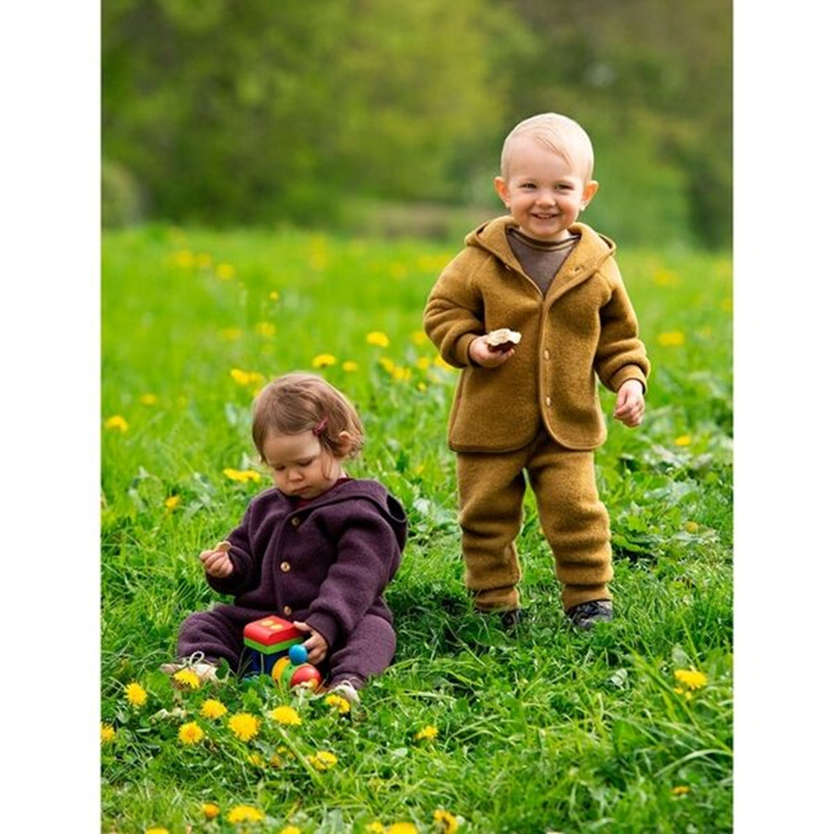 Engel Hooded Cardigan m. Træknapper Saffron Mélange