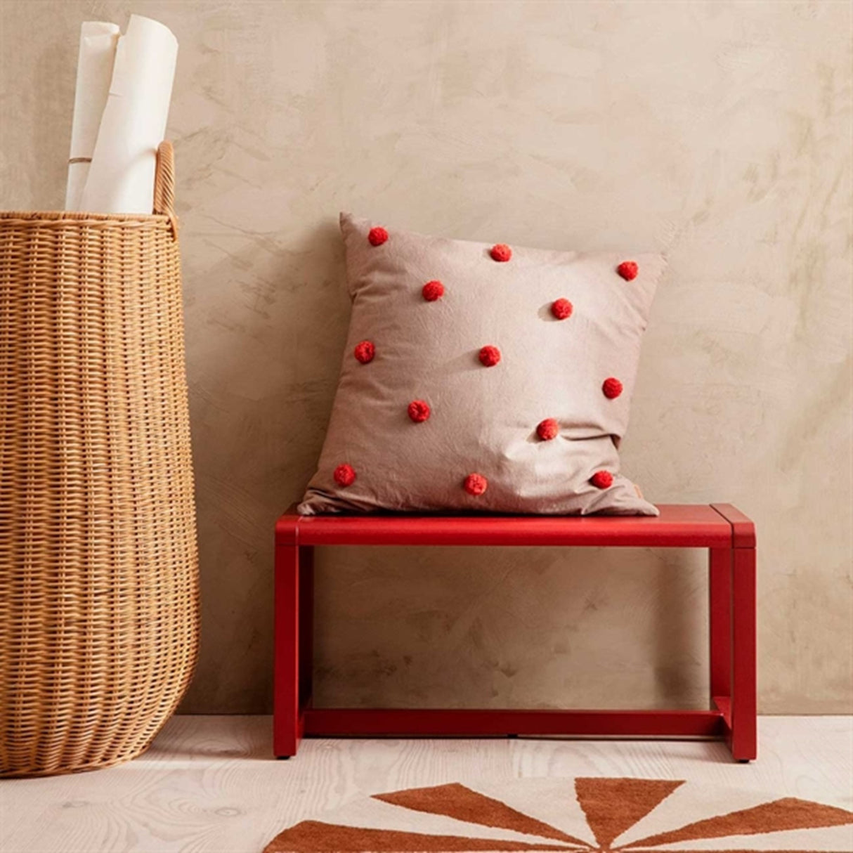 Ferm Living Dot Tufted Pude Camel/Red