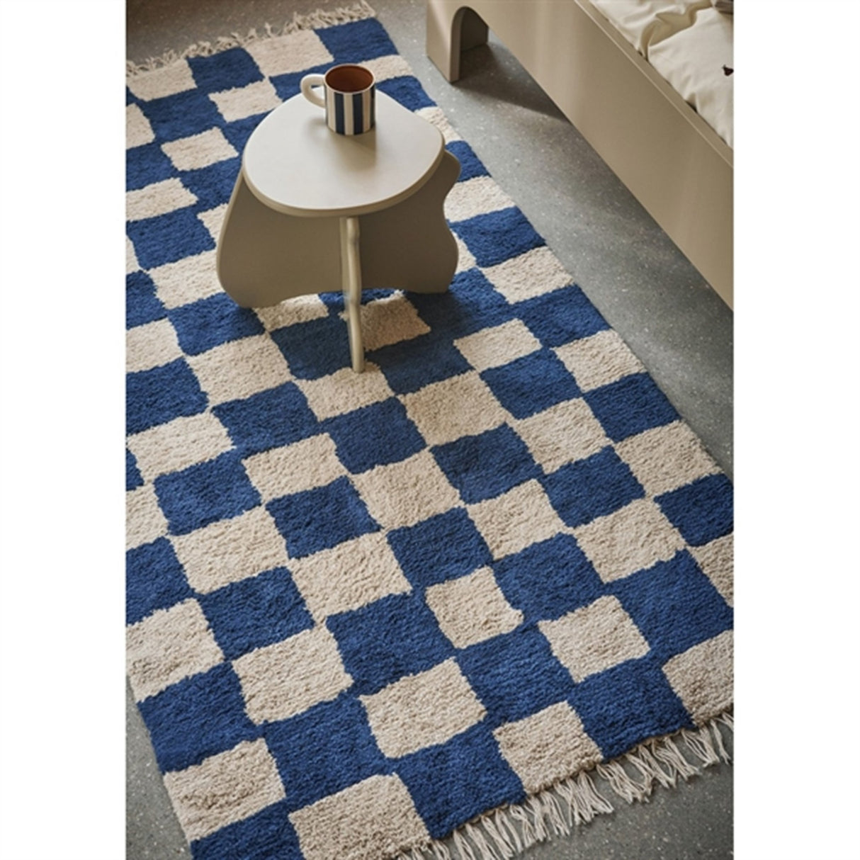 Ferm Living Mara Vaskbart Tæppe Deep Blue/Warm Sand