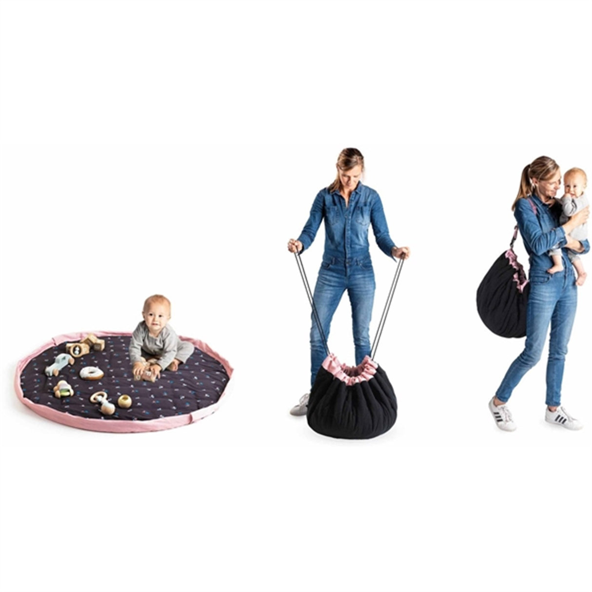 Play&Go 3-i-1 Legetæppe Soft Flowers