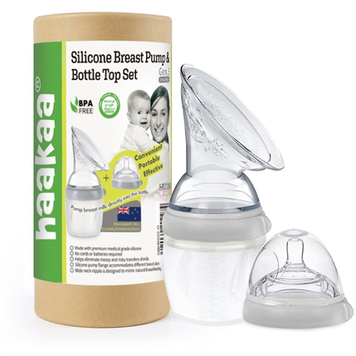 Haakaa Brystpumpe & Flaske 160Ml Grey Gen 3.