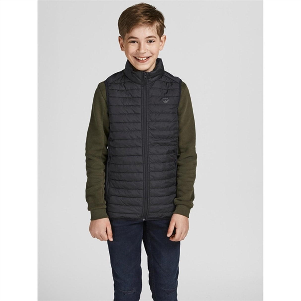 Jack & Jones Junior Black Multi Quiltet Vest Noos
