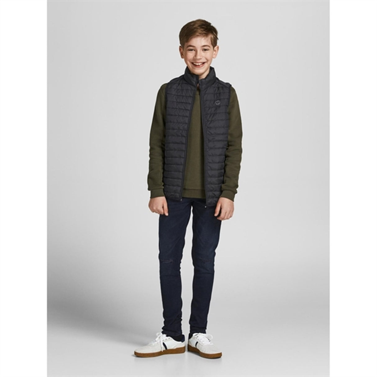 Jack & Jones Junior Black Multi Quiltet Vest Noos