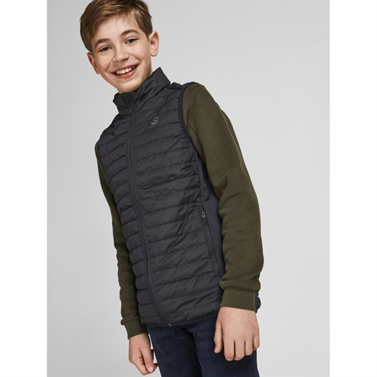 Jack & Jones Junior Black Multi Quiltet Vest Noos