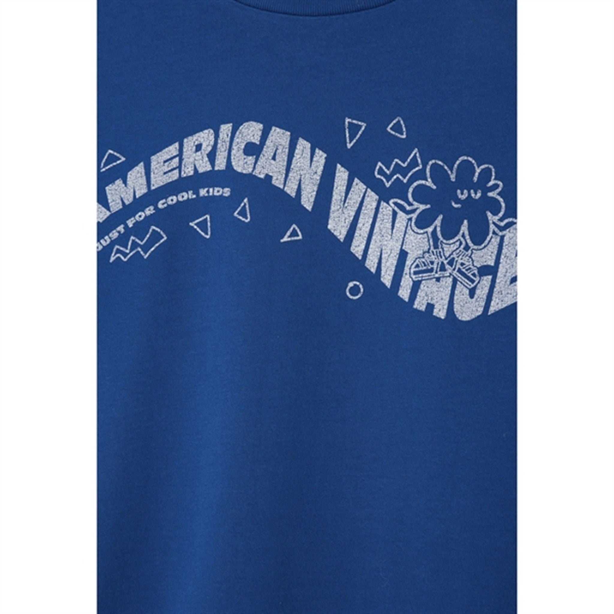 American Vintage T-shirt Droit Mc Col Rond Imprime Bleu Roi Vintage 2