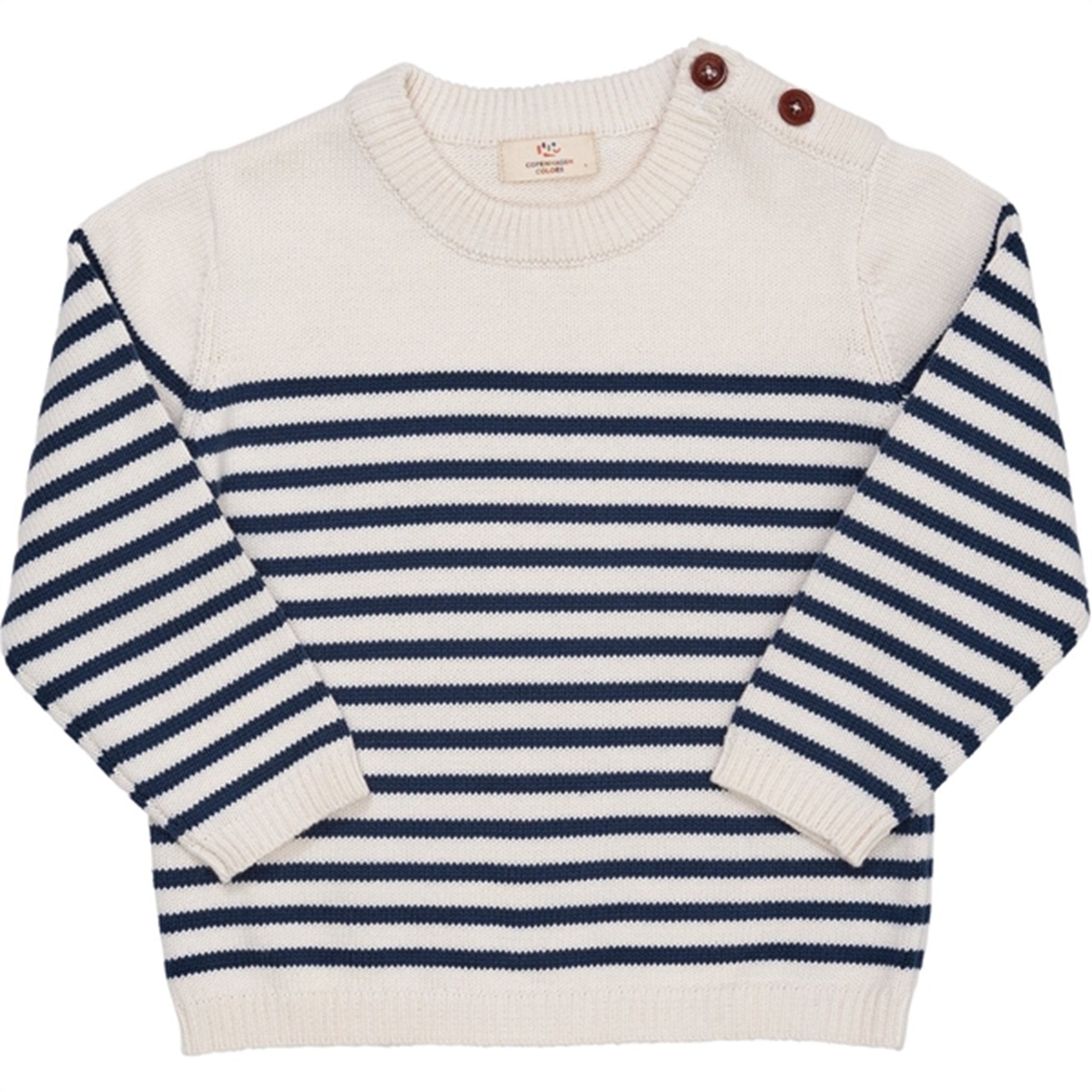 Copenhagen Colors Cream Navy Combi Strikket Striped Sailor Sweater