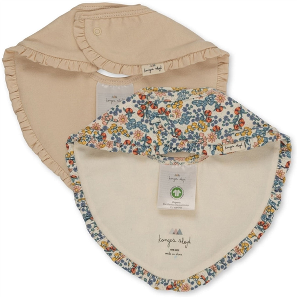 Konges Sløjd Hagesmæk Basis 2-Pak Frill Bibi Fleur/Brazilian Sand