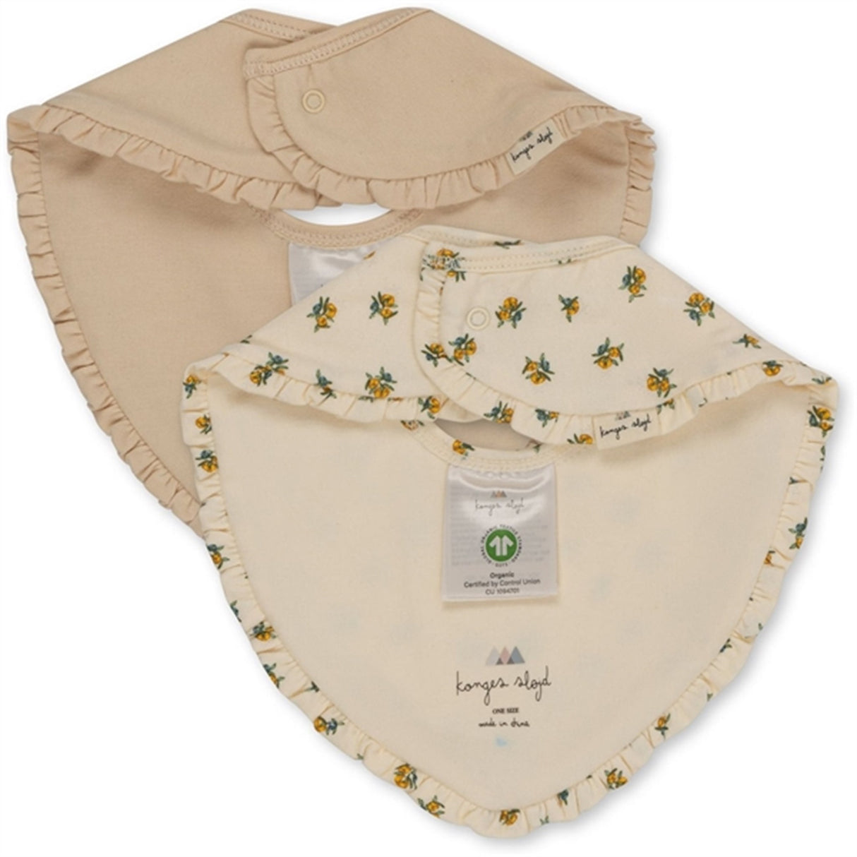 Konges Sløjd Hagesmæk Basis 2-Pak Frill Peonia Limone/Brazilian Sand