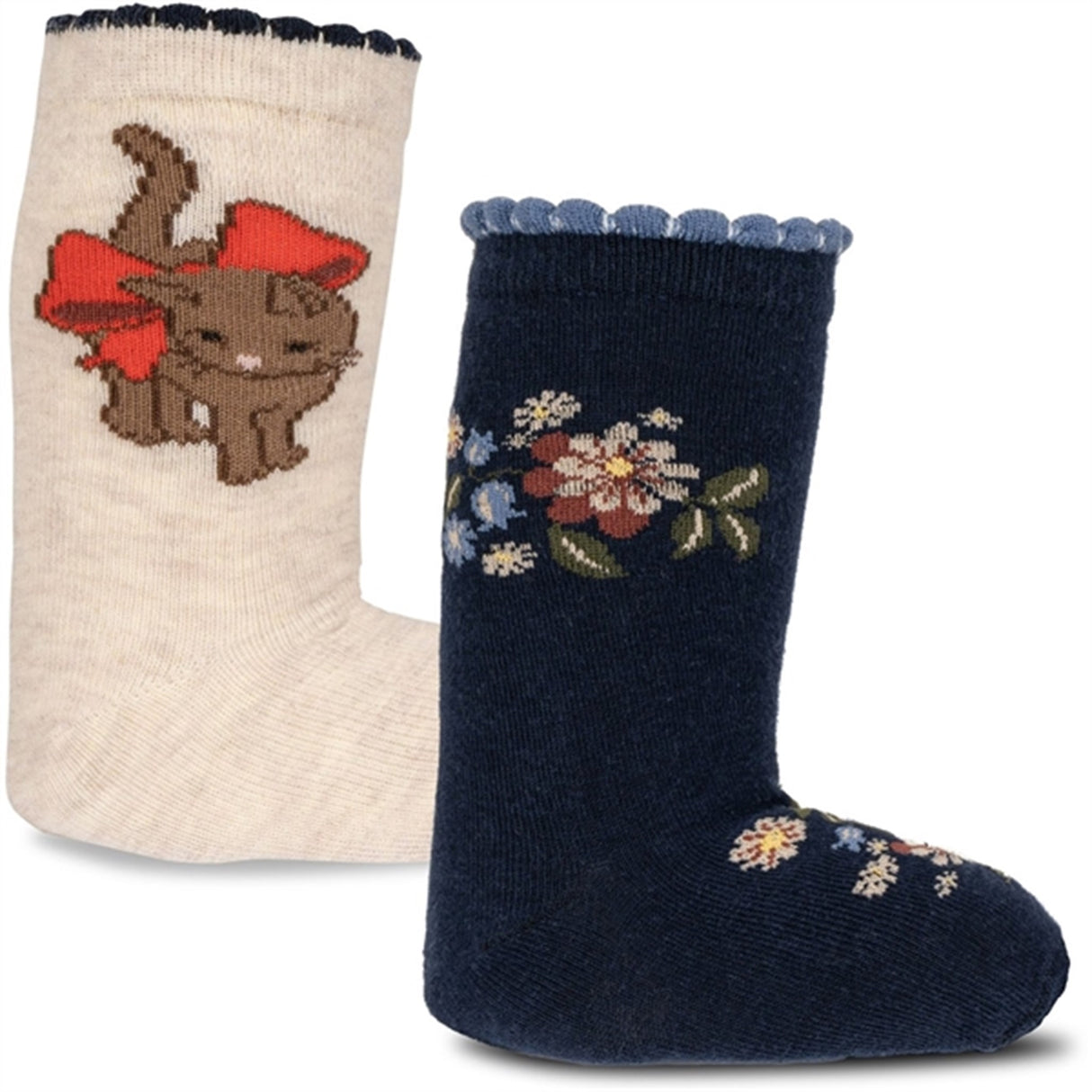 Konges Sløjd Cat/Flower 2-Pak Lapis Strømper