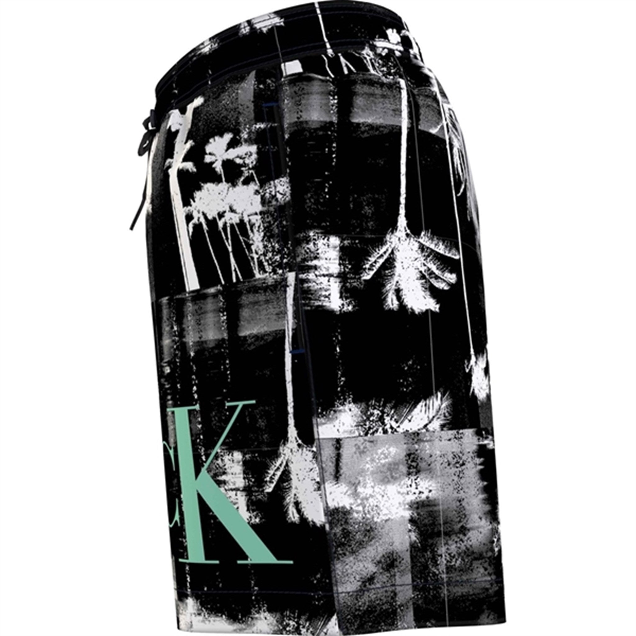 Calvin Klein Medium Drawstring Badehorts Ck Palm Black Aop 4
