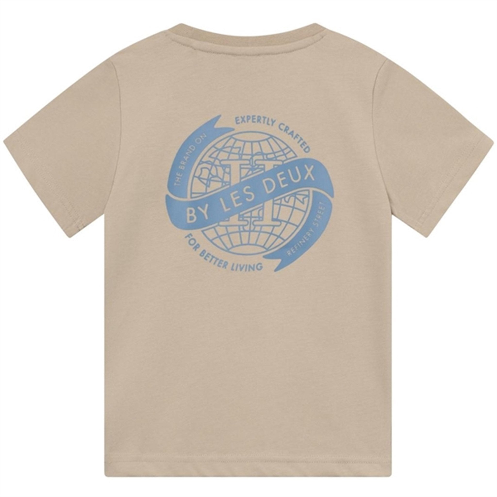 Les Deux Kids Light Desert Sand/Washed Denim Blue Globe T-Shirt 4