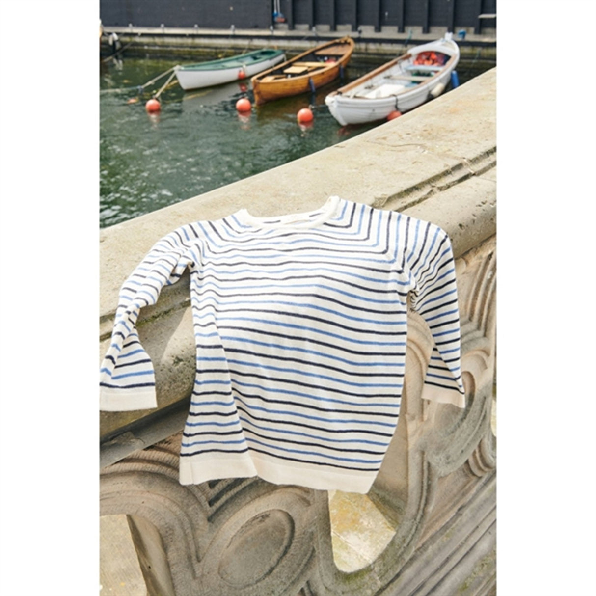 Copenhagen Colors Cream/Navy/Sky Blue Comb. Strik Bluse