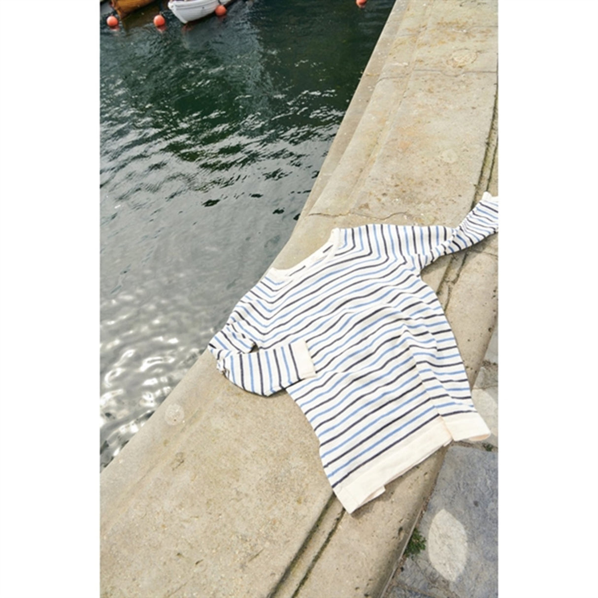 Copenhagen Colors Cream/Navy/Sky Blue Comb. Strik Bluse