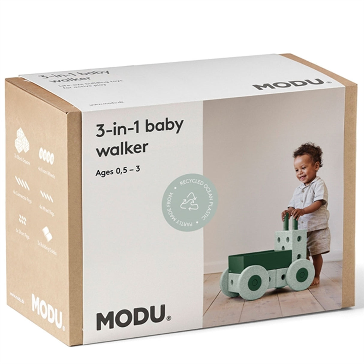 MODU 3-i-1 Baby Walker Ocean Mint/Forest Green