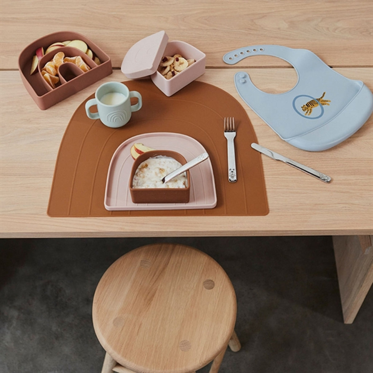 OYOY Rainbow Tallerken Og Skål Rose/Fudge