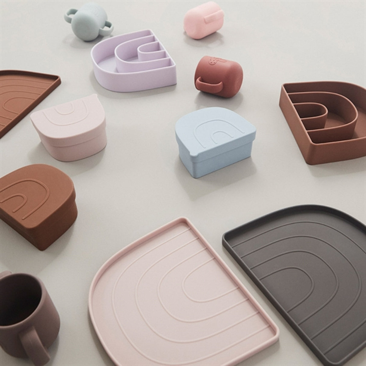 OYOY Rainbow Tallerken Og Skål Rose/Fudge