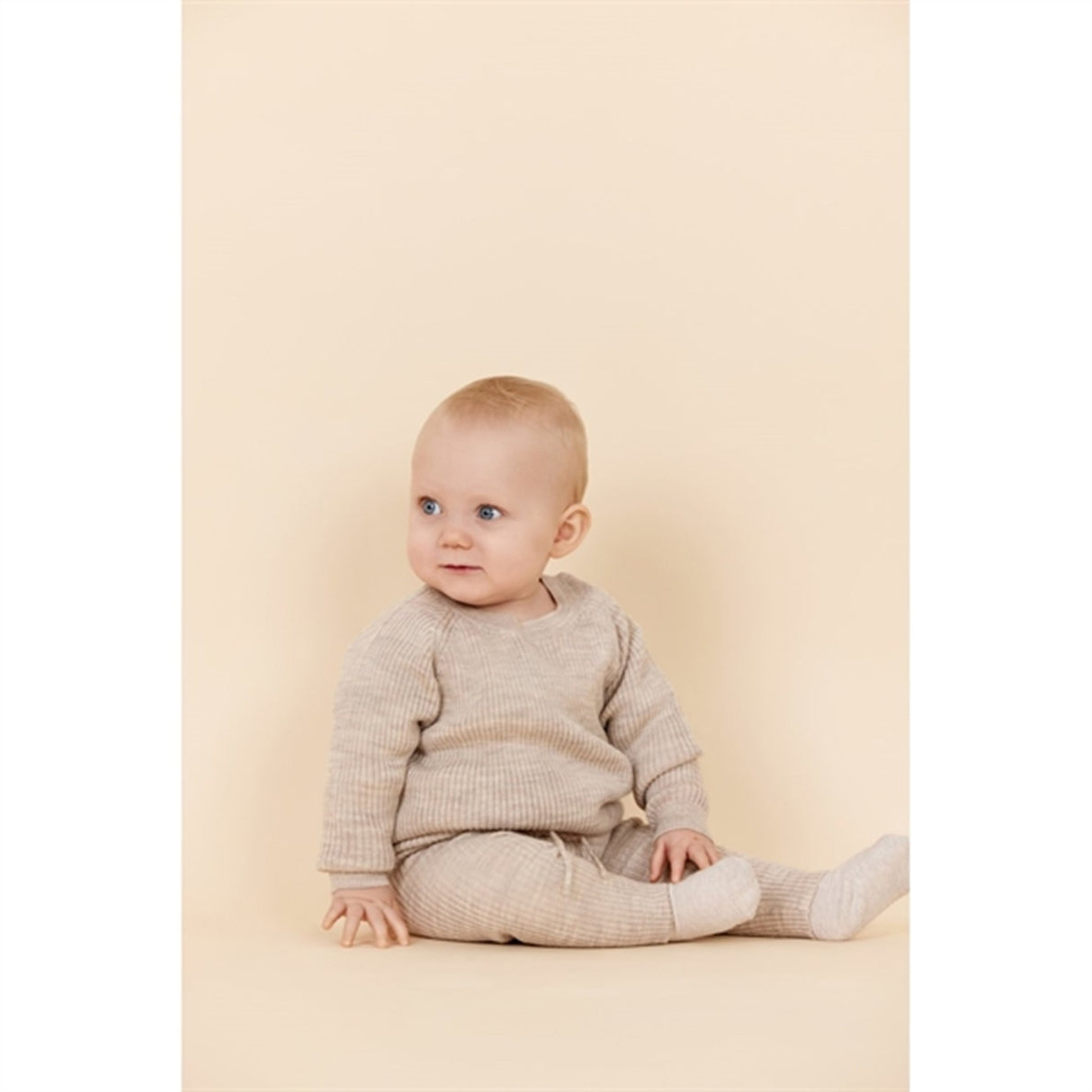 Copenhagen Colors Pale Cream Melange Merino Classic Rib Bluse