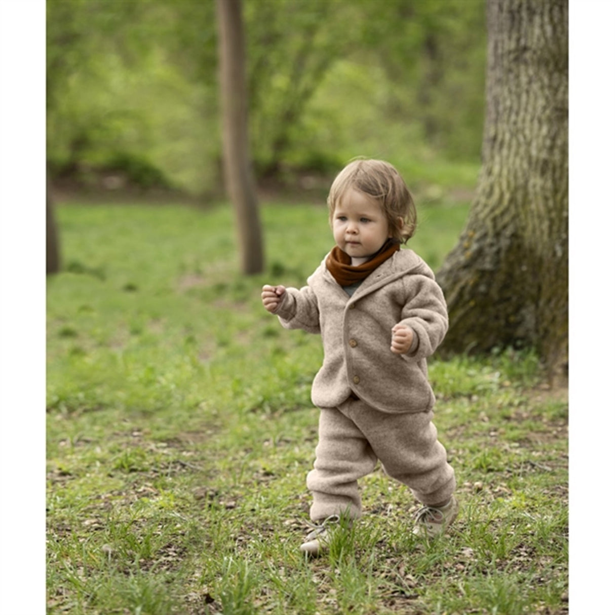 Engel Hooded Jakke m. Træknapper Sand Mélange