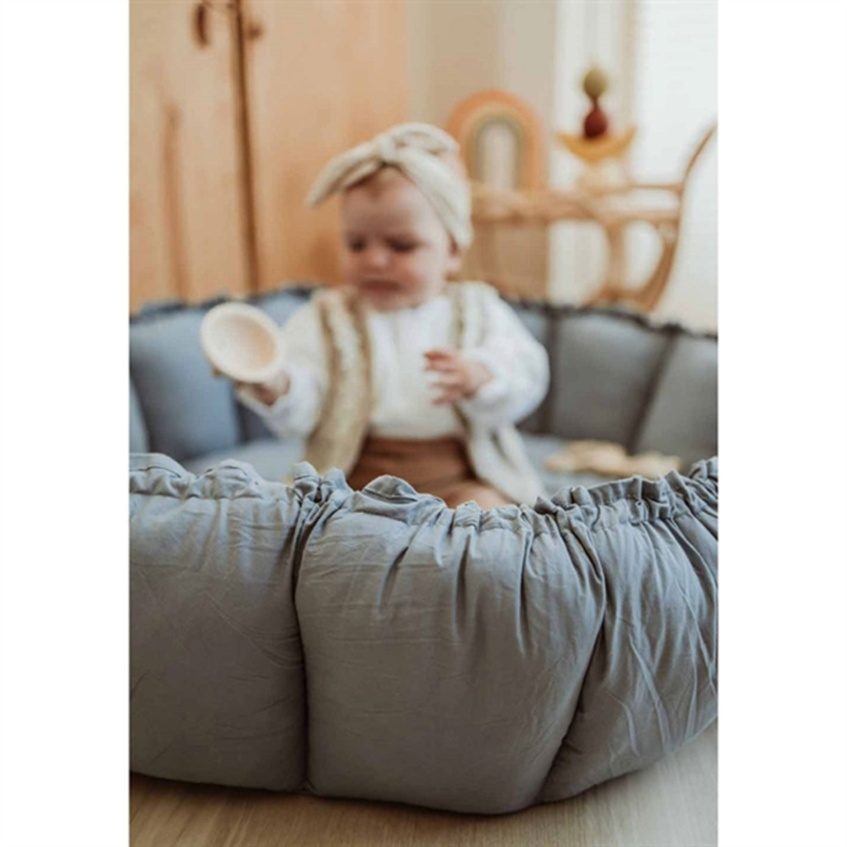 Play&Go 3-i-1 Legetæppe Organic Bloom Dusty Blue